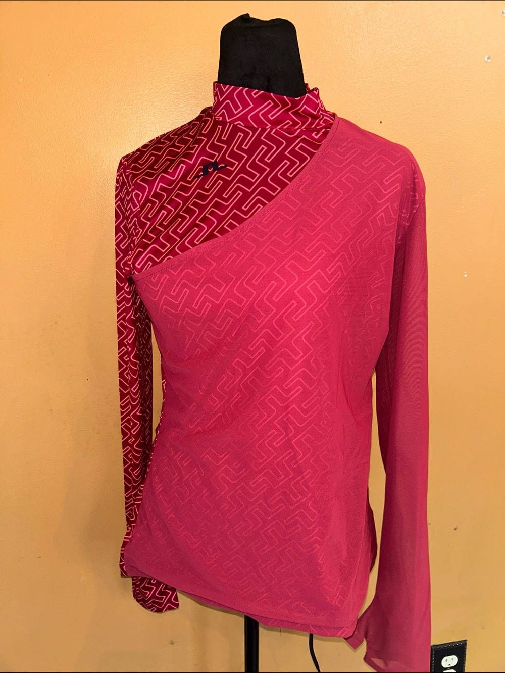 J.Lindeberg Two-Tone Magenta and Deep Magenta Asymmetric Long-Sleeve Top